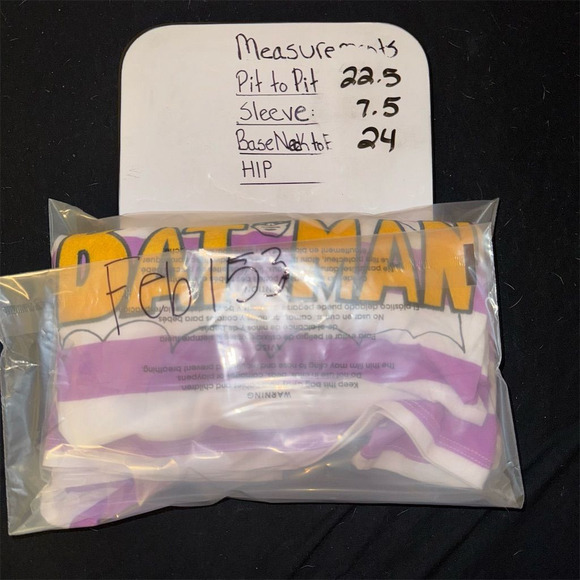 BoxLunch Women's 2XL Purple Striped Batman T-Shirt Short Sleeve Crew Neck - Picture 5 of 5